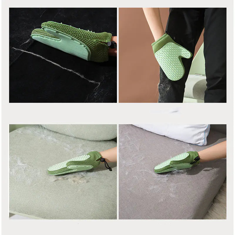 Silicone Pet Grooming Gloves – Hair Removal & Massage Brush