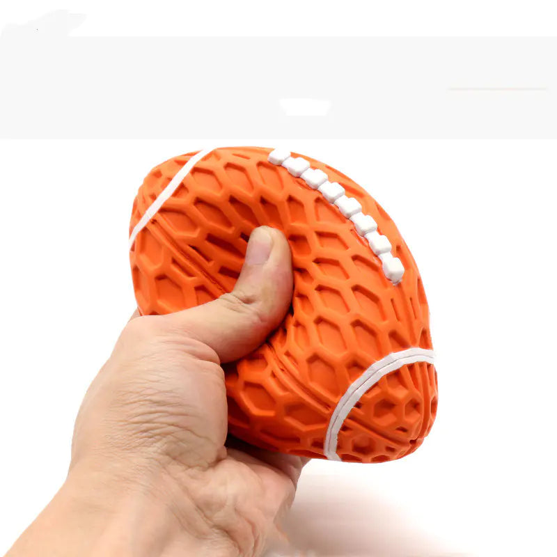 Durable Dog Toy for Chewers – Interactive Rugby Ball with Sound